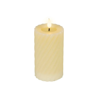 Candela in cera crema con LED Ø7,5 × H16 cm