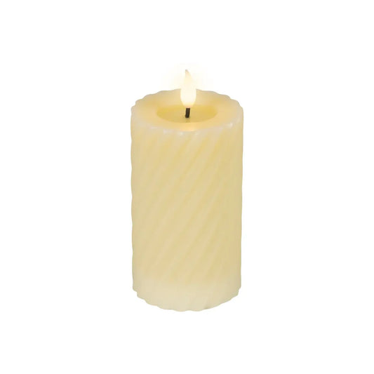 Candela in cera crema con LED Ø7,5 × H16 cm