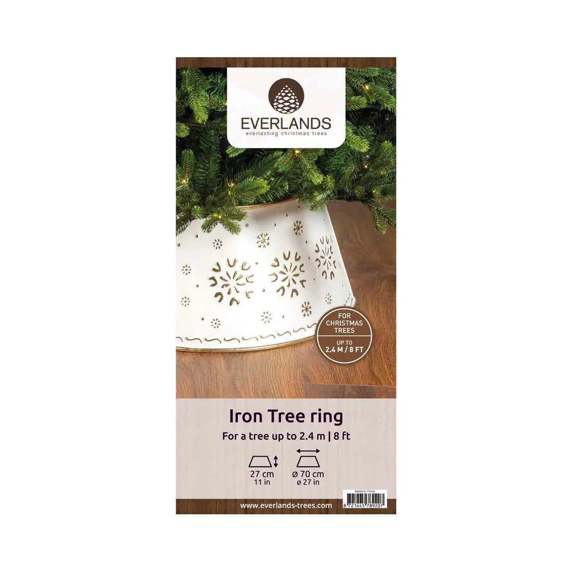 Copribase per albero di Natale in ferro bianco e oro Ø70 × H27 cm