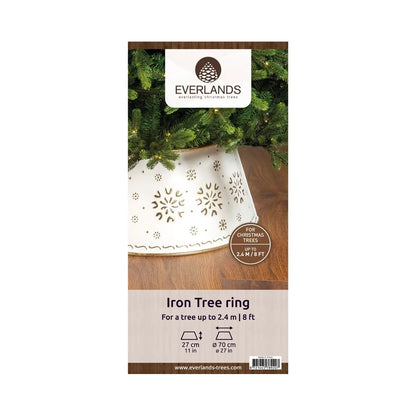 Copribase per albero di Natale in ferro bianco e oro Ø70 × H27 cm