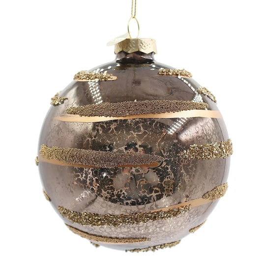 Sphère décorative Streaks en verre marron Ø 10 cm