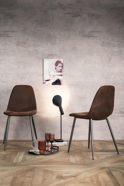 4x Sedia in similpelle vintage e seduta moka 450x84h cm