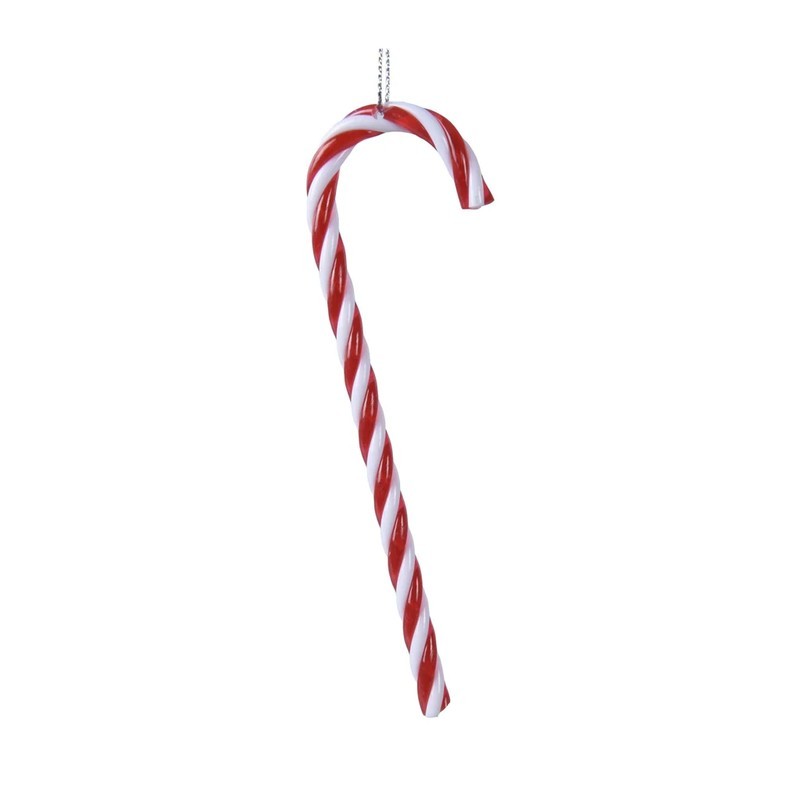 Pendente natalizio Candy Cane rosso e bianco in plastica H12 cm