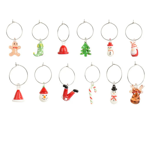 Set 6 segnabicchieri con decorazioni natalizie