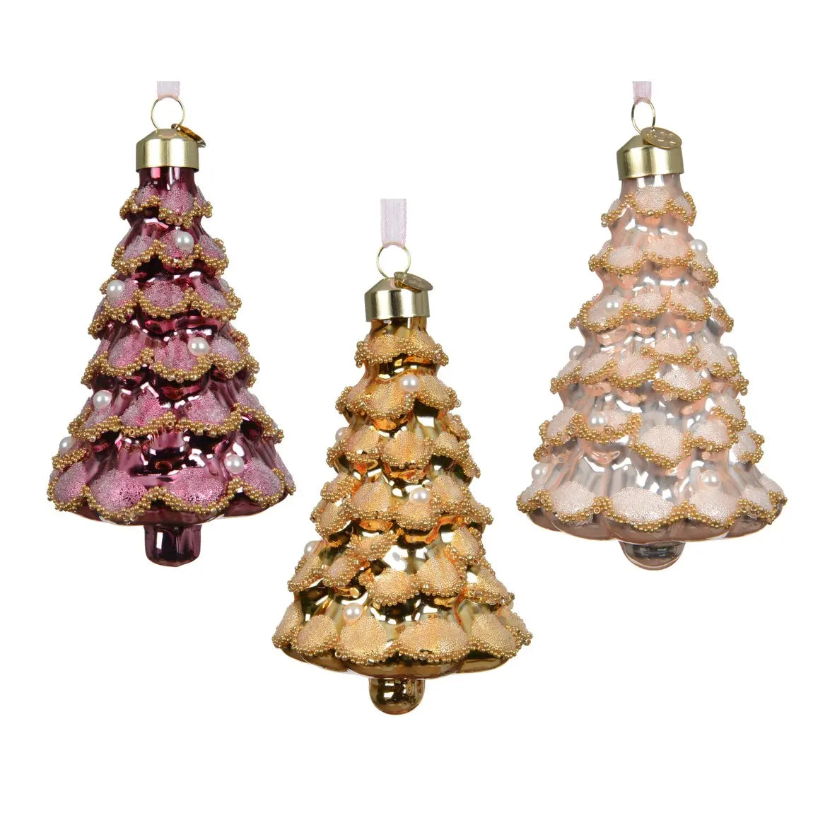Decorazione natalizia alberello in vetro Ø7 × H11 cm – 1 pezzo assortito
