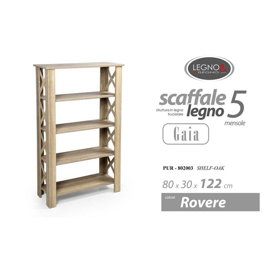 Étagère 4 niveaux chêne 80x30x122 cm H