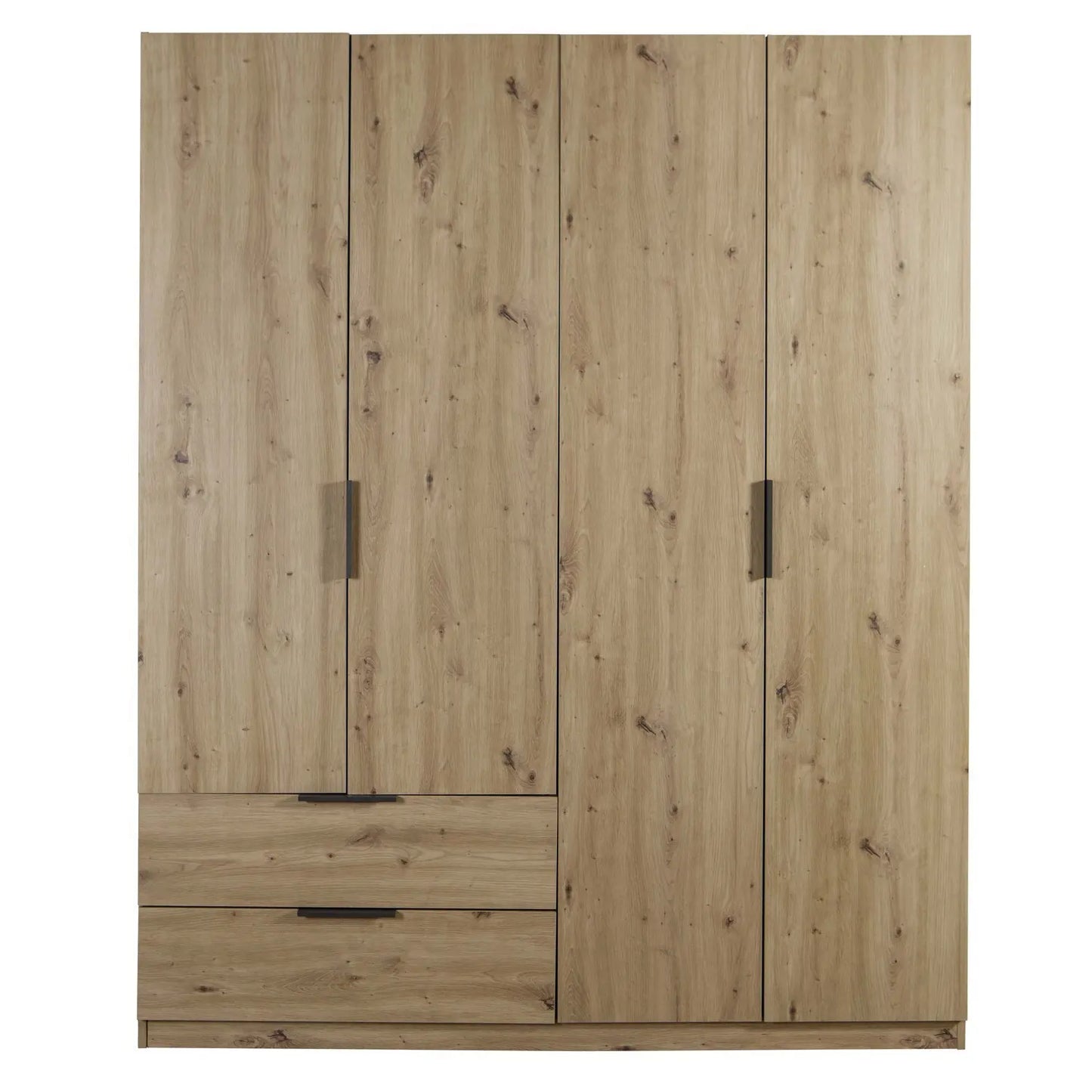 Armoire avec 4 portes et 2 tiroirs 162x58 cm chêne artisanal