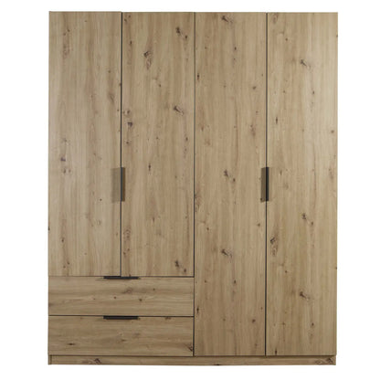 Armoire avec 4 portes et 2 tiroirs 162x58 cm chêne artisanal
