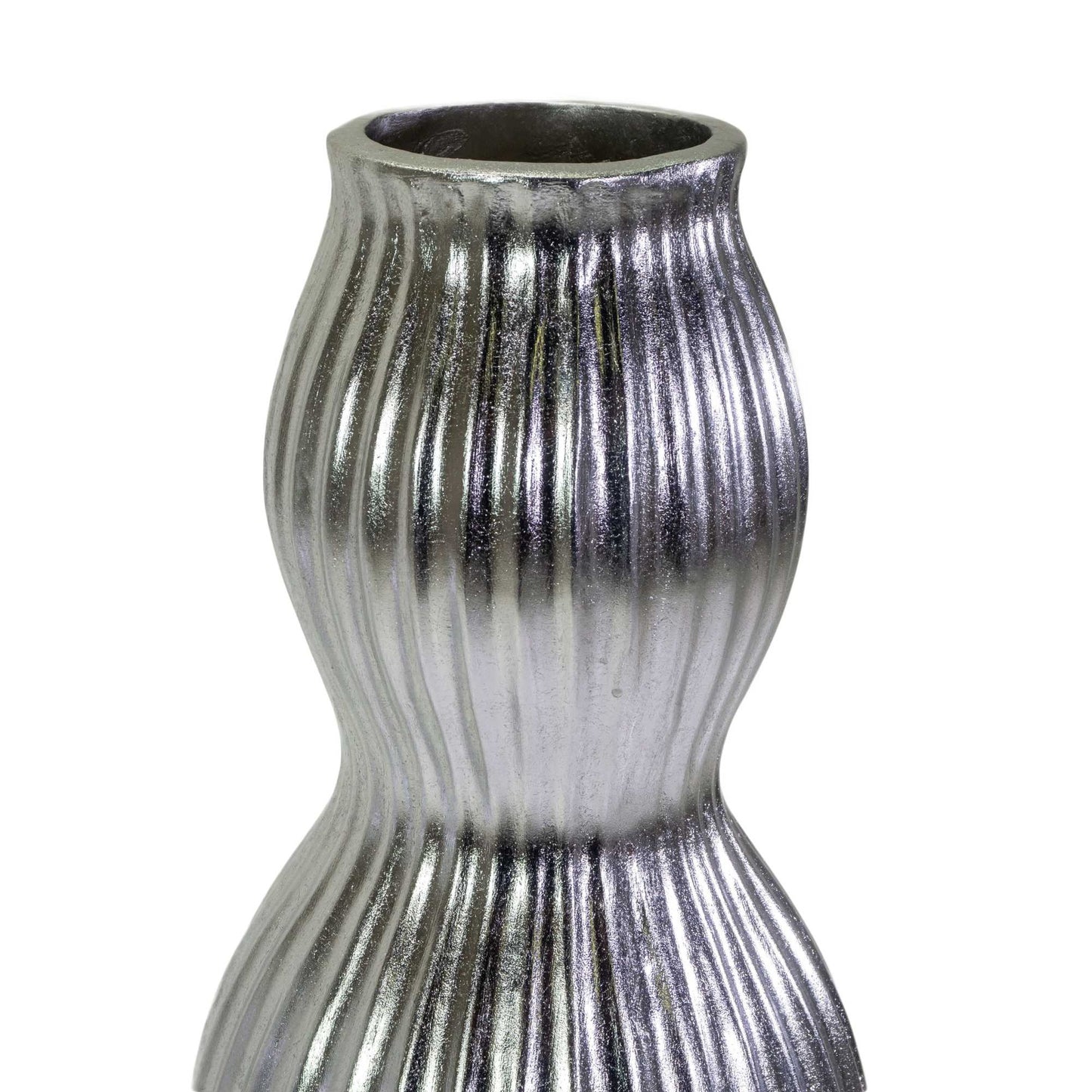 Porte-vase en résine argentée ø45h120 cm