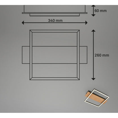 Plafonnier LED Kada 34x26 cm 14w 1400lm bois noir