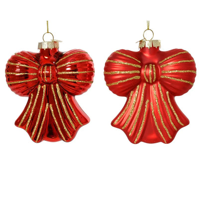 Decorazione natalizia fiocco rosso in vetro 9 × H10 cm – 1 pezzo assortito