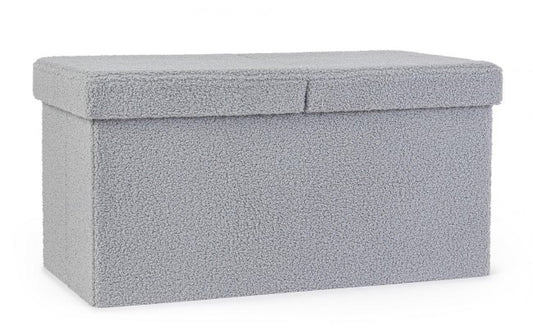 2x Pouf grigio boucle 76x38x38