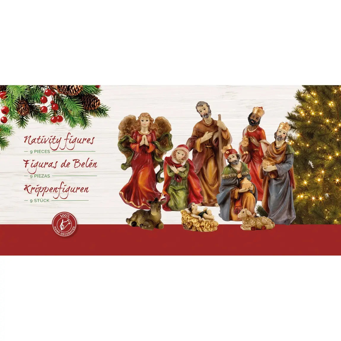 Set Natività in resina multicolor H9,5 cm – 9 pezzi