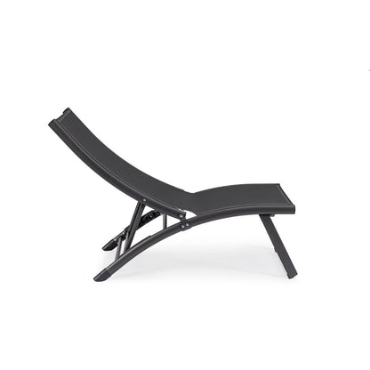 Fauteuil lounge inclinable gris Bizzotto Taylor en aluminium et textilène 53 x 166,5 x 90 cm