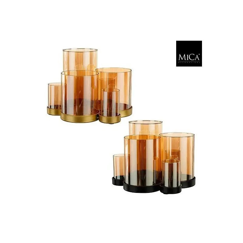 Portacandela tealight oro e nero Ø23.5 × H17.5 cm – 1 pezzo assortito