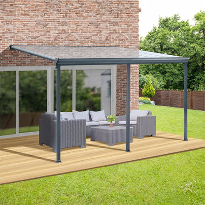 Auvent de pergola en aluminium gris 435 x 303 x 278 h cm
