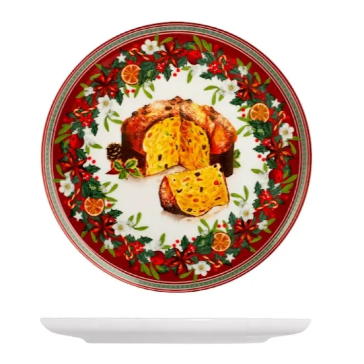 Plat à panettone Coupe Noël en porcelaine — 27 cm, 1 pièce assortie