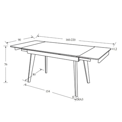 Table extensible blanche 160x90x76 cm