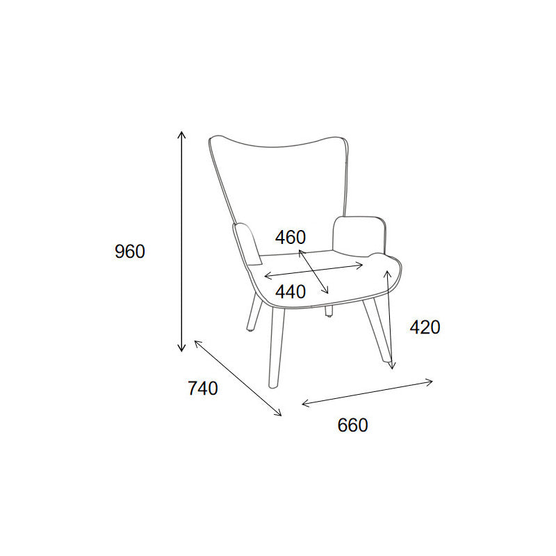 Fauteuil Hilary en tissu gris tourterelle avec piètement en bois naturel 96x74x66 cm