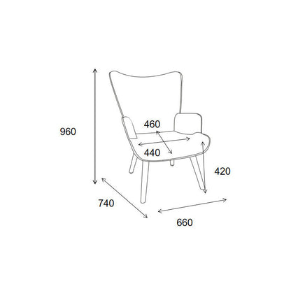 Fauteuil Hilary en tissu gris tourterelle avec piètement en bois naturel 96x74x66 cm
