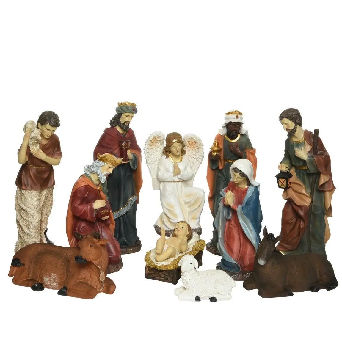Set Natività in resina multicolor H14,5 cm – 11 pezzi