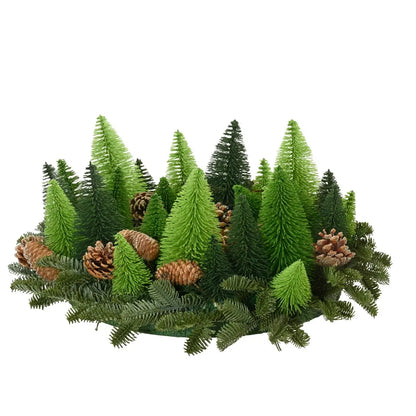 Ghirlanda natalizia con alberi verdi Ø60 × H20 cm