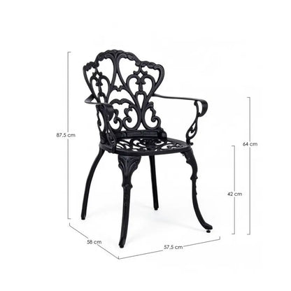 Chaise d'extérieur Victoria en aluminium anthracite cm 57,5x 58x 87,5h