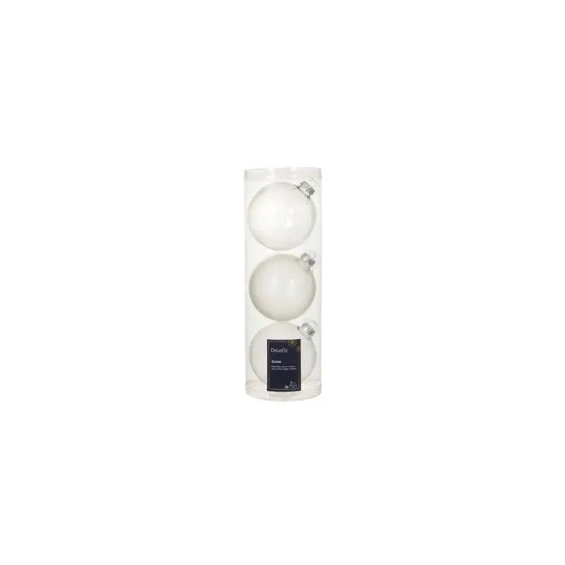 Set 3 palline di Natale in vetro argento Ø10 cm