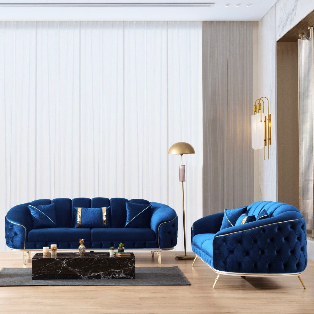 Canapé 3 places bleu 250x88x88 cm