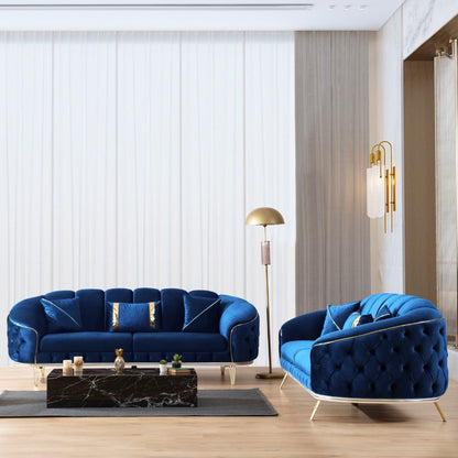 Canapé 3 places bleu 250x88x88 cm