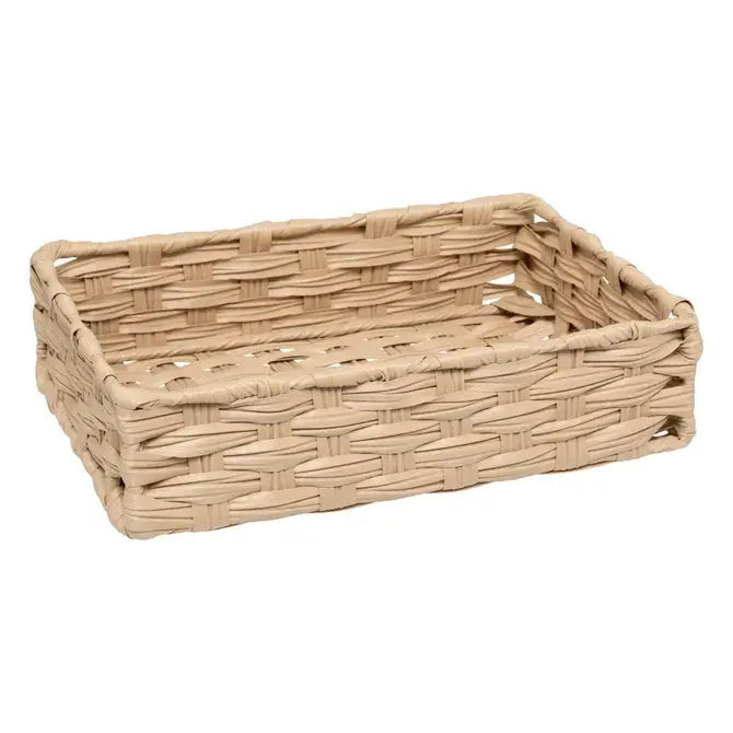 Lot de 3 paniers bas beiges 27x20x7h cm