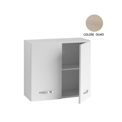 Meuble Haut de Cuisine Modulaire Blanc avec 2 Portes Orme 80x30xH 72