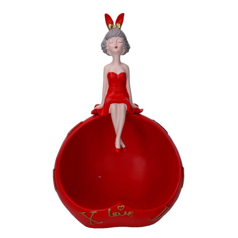 Vide poche femme rouge en résine 20x15h32 cm