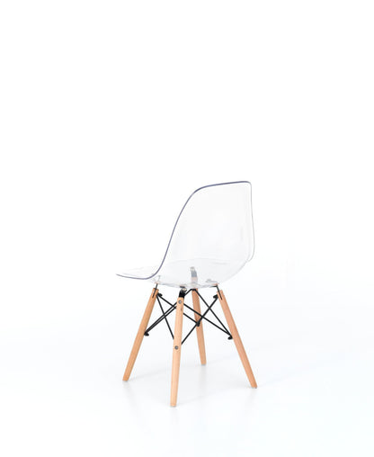 4x Chaise en polycarbonate et assise en PVC blanc 47x46x82h cm