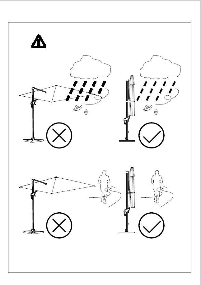 Parasol en Aluminium Montana 4x4 m Gris avec Poteau Latéral