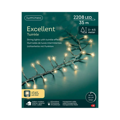 Catena luminosa LED Excellent trasparente con luce oro da esterno 35 m