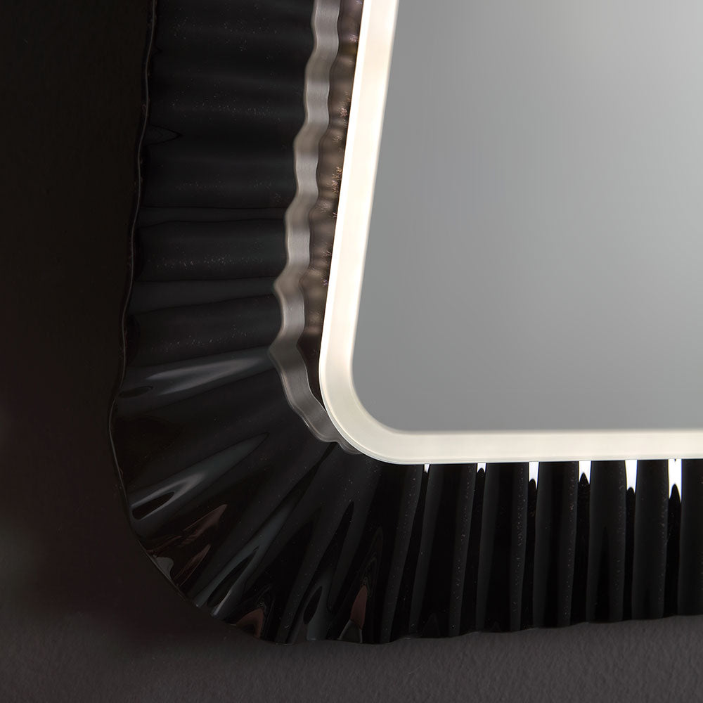 Miroir avec cadre en verre noir 94x68 cm