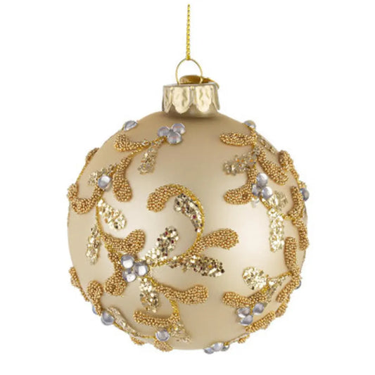 Boule décorative Floret en verre champagne Ø 8 cm