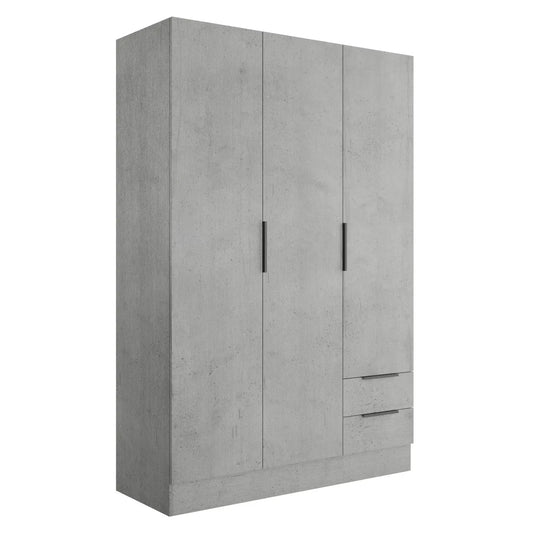 Armoire 3 portes + 2 tiroirs 120x50 cm béton
