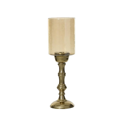 Portacandela Hurricane ambra e oro H38 cm