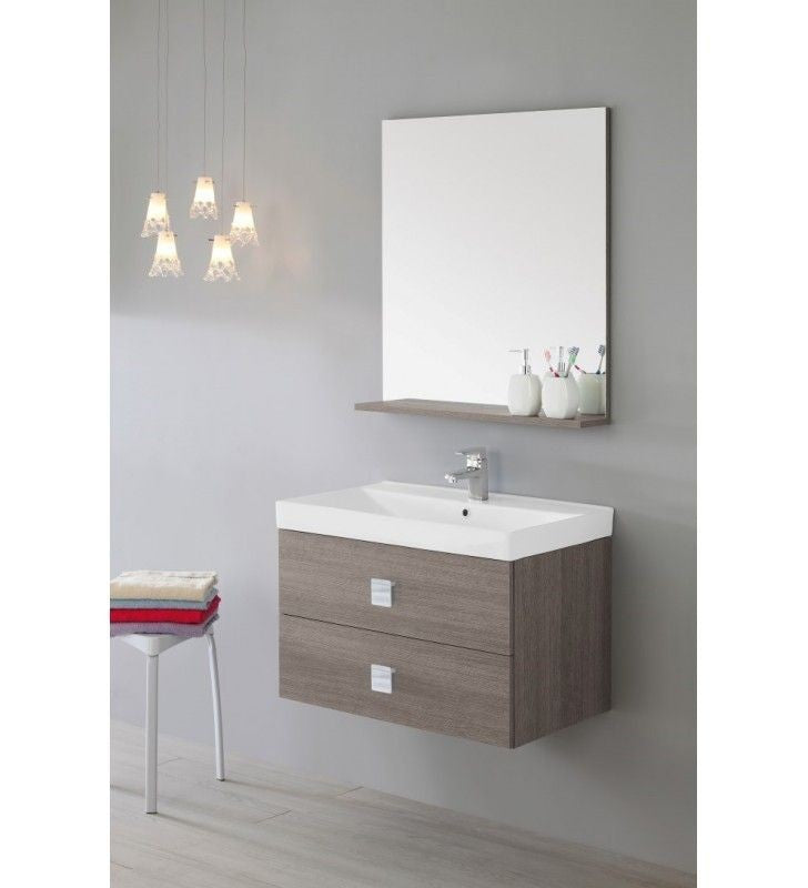 Composizione Bagno a sospensione due cassetti Rovere Scuro 75x47x h51 cm