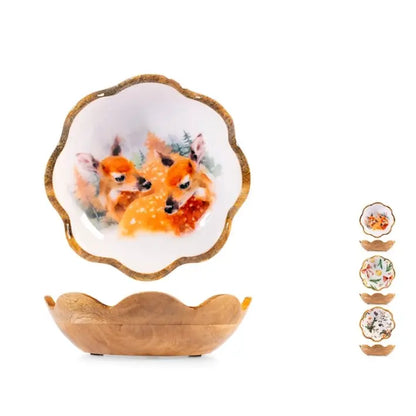 Coupe en bois à bord festonné Feston Noël — 25 cm, 1 pièce assortie