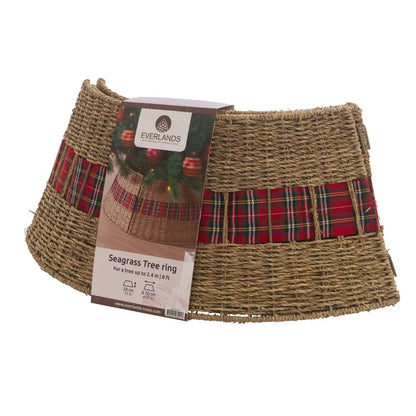 Copribase per albero di Natale in rattan con nastro Ø70 × H28 cm