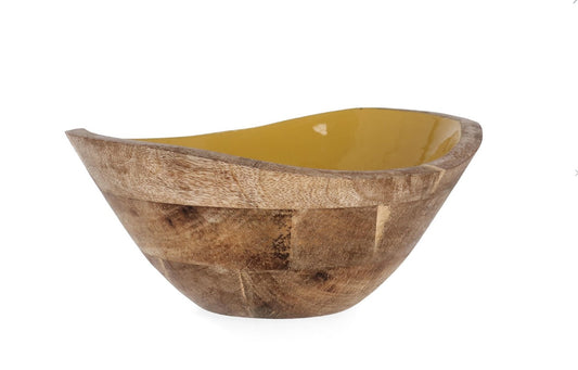 Bol Thara irrégulier en bois de manguier émaillé 24x21x11h cm