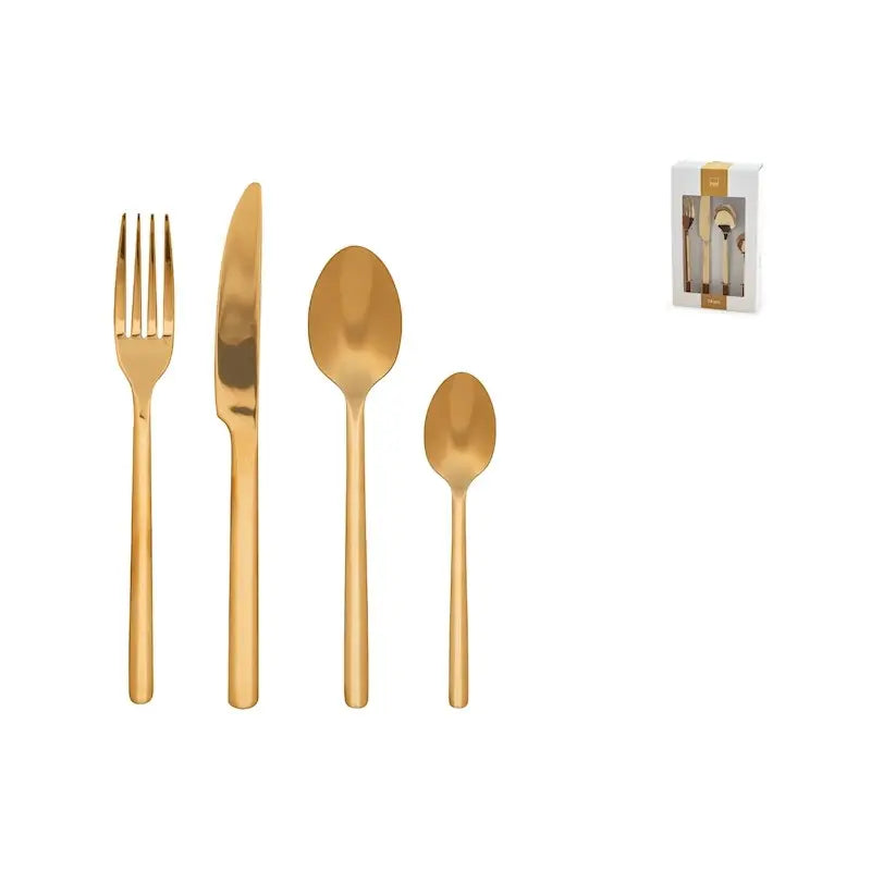 Ménagère Aurum 24 pièces en acier inoxydable, finition dorée brillante