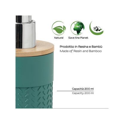 Dosasapone Thea in resina e bambù verde/naturale 15 x 8,5 x 7,5 cm