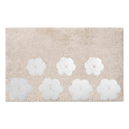 Tappeto bagno Fiori beige antiscivolo cm 50x80