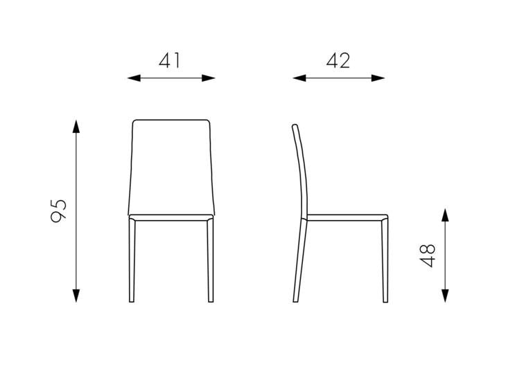 4x Chaise en simili cuir noir avec structure en métal recouvert 41x4h.95 cm